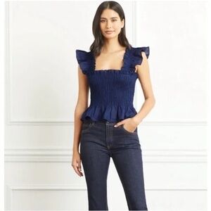 Hill House Paz Top - Navy Linen